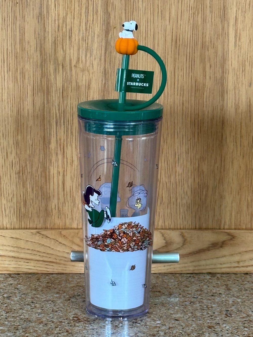 Starbucks Peanuts Snoopy Pumpkin Straw Tumbler